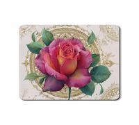 Rose Dish Drying Mats For Kitchen Counter, Vintage Floral Absorbent Rubber Dish Drainer Rack Mat, Elegant PU Leather Drying Pad For Kitchen Counter Coffee Bar Protector 18x24 Inch