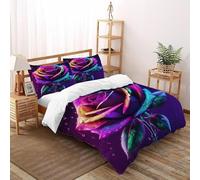 Rose Double Duvet Set Flower Totem - Ultrasoft Hypoallergenic Reversible Quilt Cover Non Iron Luxury Bedding Set With Zipper Closure King(220x240cm)