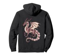 Rose Dragon with Antlers Mystical Fantasy Pink Floral Wings Pullover Hoodie