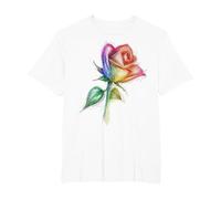 Rose Drawing Abstract Art Colorful Flower Graphic Rose T-Shirt, Men's Big and Tall, White, 6X Tall