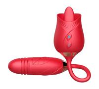 Rose Dual-Use Vibrator Red Clitoral and G-Spot Stimulator | Floral-Inspired Design, Dual Stimulation, Clitoral Function, G-Spot Function, Red Colour