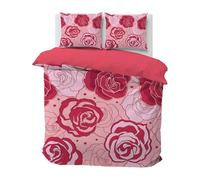 Rose Duvet Cover Super King Size Bedding Set, Reversible Watercolor Quilt Cover, Flower Bed Sets with Zipper Closure and 2 Pillowcases, A-643