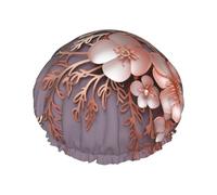 Rose Elegant Decorative Floral Shower Caps for Women Reusable Waterproof Shower Cap with Elastic Strap Bath Hair Hat Double Layers Thick Bath Caps for Spa Salon Travel