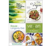Rose Elliot's Complete Vegan [Hardcover], Go Lean Vegan, The Vegan Longevity Diet, Vegan Cookbook For Beginners 4 Books Collection Set