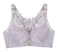 Rose Embroidery Front Closure Wirefree Bra, Lace Floral Secrets Comfort Rose Bra, Women Front Closure Comfort Wireless Lift Bra