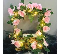 Rose Fairy String Lights, Artificial Flower Garland with LED Copper Wire Light Strings, Rose Vine Lights, Decoration for Christmas, Wedding, Bouquets, Party, Main Window (Battery Operated, Pink)