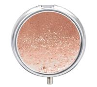 Rose Faux Glitter Pill Box Medicine Pill Organizer 3 Compartment Daily Pill Case Small Pill Container Round Pill Holder Travel Pill Box Metal Pill Case for Purse Pocket