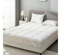 ROSE FEATHER Down Feather Bed Mattress Topper,Down Matress Topper Cover with Straps,Plush Soft Fluffy Baffled Pillowtop Mattress Pad Feather Topper Twin/Twin XL-All Season, Size:39x80inchs