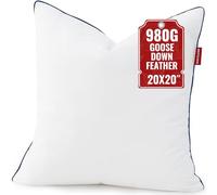 ROSE FEATHER Down Pillow Inserts 20x20, 100% Goose Down Feather Throw Pillows Inserts - Ultra Plush, Decorative Pillow Insert with Soft Cotton Cover for Couch, Sofa, Bed, Living Room (Pack of 1)