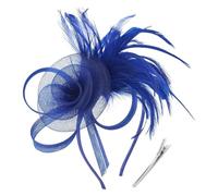 Rose Feathered Headband Vintage Design Comfortable, Royal Blue | Elegant Hair Accessory with Lightweight Feathered Floral Decoration for Wedding Party Celebrations