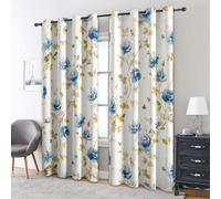 Rose Floral Curtains Blackout, 66x90 Inch 2 Panels - Vintage Farmhouse Flower Pattern Black Out Curtains, Home Decor, 90 Drop Eyelet Window Drapes for Bedroom, Living Room A&BU53