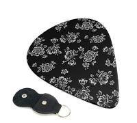 Rose Floral Flowers Black Pattern Guitar Picks Plectrums 0.46 0.71 0.96 mm Includes Thin Medium Heavy Thickness Colorful Celluloid Plectrums for Bass Electric Acoustic Guitars Ukulele - 0.46mm