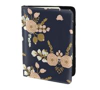 Rose Floral Pattern Flower Drawn Printing Cowhide Passport Holder,Passport Cover,Travel Card Cover Case For Men Women,Documents Protector, Black, One Size