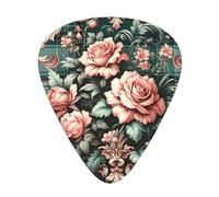 Rose-Floral-Plaid-Baroque 12 Pack Guitar Picks With 3 Thicknesses And Storage Box, Abs Plectrums For Electric Bass Guitar Players