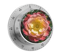 Rose Floral Timer Stainless Digital Visual Timer Exquisite Mechanical Countdown Time Management Tools with Silent Operation Timer for Kitchen Office Classroom
