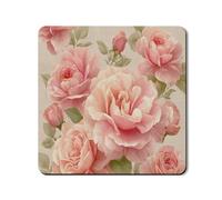Rose Floral Washer Dryer Top Protector Mat, Vintage Peach Floral Washing Machine Top Cover, Elegant Rubber Anti-slip Waterproof Washer And Dryer Mats for Laundry Room 24x24 Inch