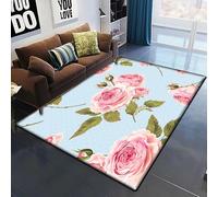 Rose Flower 3D Printed Carpets For Living Room Bedroom Decor Bedside Sofa Area Rug Home Non-Slip Kids Play Floor Mat 80 X 120 Cm - Polyester Soft Touch Easy Clean -6367090197362