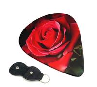 Rose Flower 6 Pack Guitar Picks With Holder, Personalized Guitar Plectrums Non-Slip Portable Ukulele Bass Picks 0.46mm For Acoustic Guitar Lovers Gifts