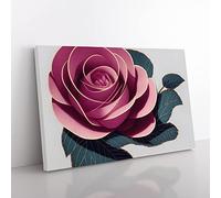 Rose Flower Art Deco Vol.1 Canvas Wall Art Print Ready to Hang, Framed Picture for Living Room Bedroom Home Office Décor, 76x50 cm (30x20 Inch)
