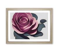 Rose Flower Art Deco Vol.1 H1022 WHT Framed Print for Living Room Bedroom Home Office Décor, Wall Art Picture Ready to Hang, Oak A3 Frame (46 x 34 cm)