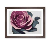 Rose Flower Art Deco Vol.1 H1022 WHT Framed Print for Living Room Bedroom Home Office Décor, Wall Art Picture Ready to Hang, Walnut A2 Frame (64 x 46 cm)