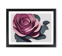 Rose Flower Art Deco Vol.1 H1022 WHT Framed Print for Living Room Bedroom Home Office Décor, Wall Art Picture Ready to Hang, Black A4 Frame (34 x 25 cm)