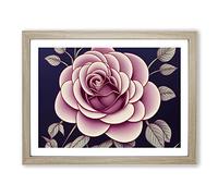 Rose Flower Art Deco Vol.2 H1022 Framed Print for Living Room Bedroom Home Office Décor, Wall Art Picture Ready to Hang, Oak A2 Frame (64 x 46 cm)