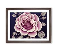 Rose Flower Art Deco Vol.2 H1022 Framed Print for Living Room Bedroom Home Office Décor, Wall Art Picture Ready to Hang, Walnut A3 Frame (46 x 34 cm)