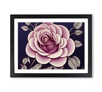 Rose Flower Art Deco Vol.2 H1022 Framed Print for Living Room Bedroom Home Office Décor, Wall Art Picture Ready to Hang, Black A2 Frame (64 x 46 cm)