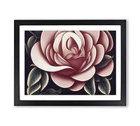 Rose Flower Art Deco Vol.3 H1022 Framed Print for Living Room Bedroom Home Office Décor, Wall Art Picture Ready to Hang, Black A2 Frame (64 x 46 cm)