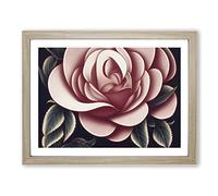 Rose Flower Art Deco Vol.3 H1022 Framed Print for Living Room Bedroom Home Office Décor, Wall Art Picture Ready to Hang, Oak A2 Frame (64 x 46 cm)