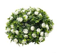 Rose Flower Ball Hanging Topiary Basket Artificial Decorative Ball Shape UV Resistant Plastic for Home Wedding Party Birthday Stage Coffee Shop(D 25cm)