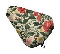 Rose Flower Bike Seat Rain Cover Waterproof Dustproof Bikes Saddle Cushion Soft Bicycle Seat Pad Covers with Drawstring for Men Women