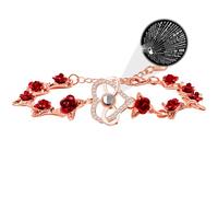 Rose Flower Bracelet | 100 Languages I Love You Bracelets | 10 Roses Projection Bracelet Mothers Valentine's Day Birthday Gift for Mum Girlfriend Best Friends (Rose Gold)