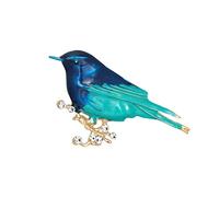 Rose Flower Brooch Pins Alloy Dripping Oil Bird Brooch Fashion Personality Animal Corsage Pin Boutonniere Pin (Blue, One Size)