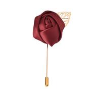 Rose Flower Brooch Pins for Women Men Suit Lapel Pin with Gold Leaf Suit Accessories for Men Bridegroom Wedding Brooches, S, Metal, no gemstone