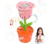 Rose Flower Bubble Machine | Automatic Bubble Blower Lighting | Rose Flower Battered Bubble Maker | Creative Leakage Creative Cute Outdoor Summer Portable in