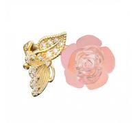Rose Flower Butterfly Open Statement Ring Adjustable Dainty CZ Resin 3D Floral Camellia Wrap Finger Band Wedding Anniversary Promise Eternity Rings Comfort Fit Cocktail Party Jewelry for Women Mother