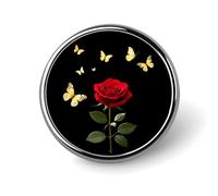 Rose Flower Butterfly Round Lapel Pins Button Brooch Pin Badge Clothes Accessories for Men Women