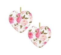 Rose Flower Christmas Tree Ceramic Hanging Bauble Personalised Xmas Baubles Cute Christmas Ornaments Gifts For Kids Family Friends