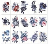 Rose Flower Colorful Plant Tattoo Stickers Waterproof Long-Lasting Floral Designs For Women 100 * 60MM A081