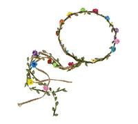 Rose Flower Crown Hawaiian Floral Wreath with Hair Vine, Cloth Full Bloom Tropical Headpiece for Beach Wedding Boho Bridal Party Vacation Photo Multicolor