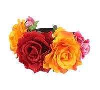 Rose Flower Crown Headband Mexican Flower Crown Headpiece Floral Hair Accessories Hair Garland for Wedding Birthday Halloween Party Costume Headwear