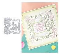 Rose Flower Die Cuts for Card Making, Square Lace Metal Cutting Dies for Paper Scrapbooking, DIY Stencils for Album Party Wedding Festivals Decoration