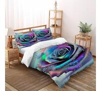 Rose Flower Double Duvet Set Flower Totem Hypoallergenic Duvet Double Cover Set Non Iron Luxury Bedding Sets With Zipper Closure Double(200x200cm)