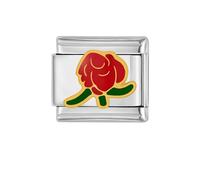 Rose Flower Enamel Stainless Steel 9mm Italian Link Charm Compatible With Nomination Bracelet for Women Minimalist Red Flowers Statement Bracelets Accessories DIY Jewelry Gifts for Her