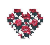 Rose Flower Floral Picture Print 3D Jigsaw Art Brick Puzzle Heart-Shaped Desk Decor Building Blocks 30 pieces DIY Gift