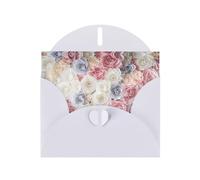 Rose Flower Floral Printing Blank Pearl Paper Greeting Card,Unique Notecards Designs, Envelopes For Thank You, Invitations