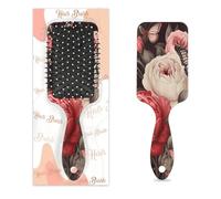 Rose Flower Hair Brush Vintage Butterfly Peony Wet Dry Air Cushion Hair Brush Plastic Detangler Hairbrush for Kids Adults Back To School Gift Women Men