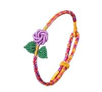 Rose flower handicrafts Bracelet, Bangle for Women Trendy Chunky Adjustable Ethnic Style Gift, Handmade Braided Bracelet Colorful Anklet Summer String Rope Ankle Bracelets Waterproof Surfer Beach